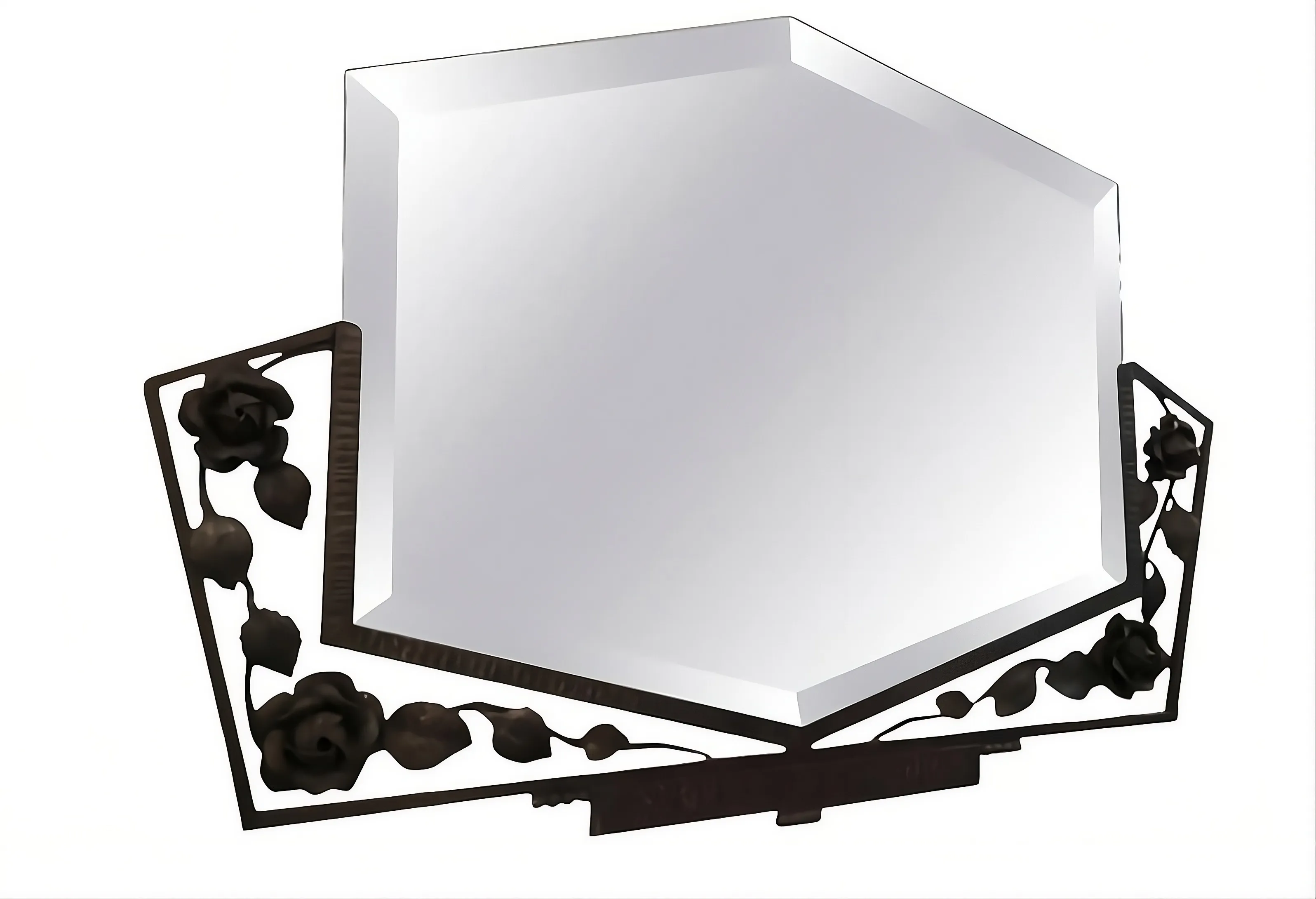 Specchio antico con cornice decorativa di rose