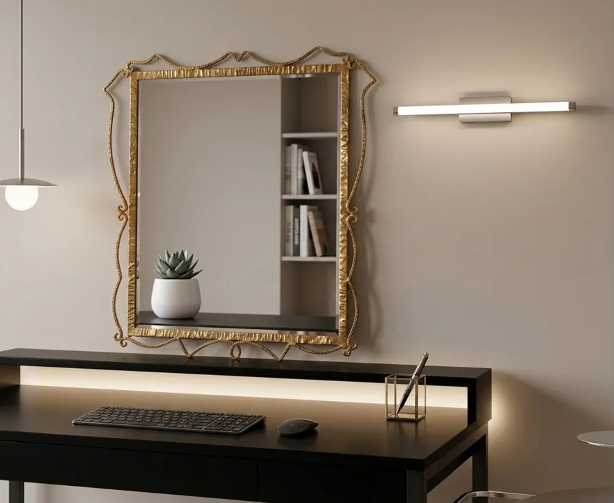 Miroir ancien avec cadre décoratif dans un style art nouveau