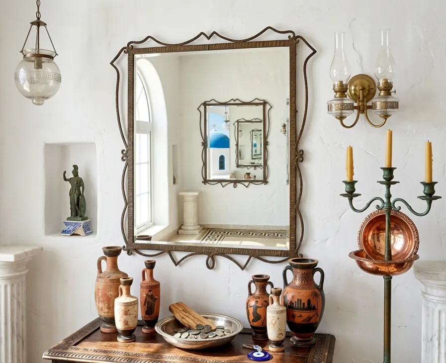 espejo antiguo decorado en un entorno elegante