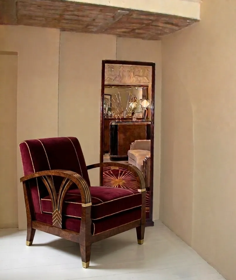 antique mirror with art deco design in an elegant setting