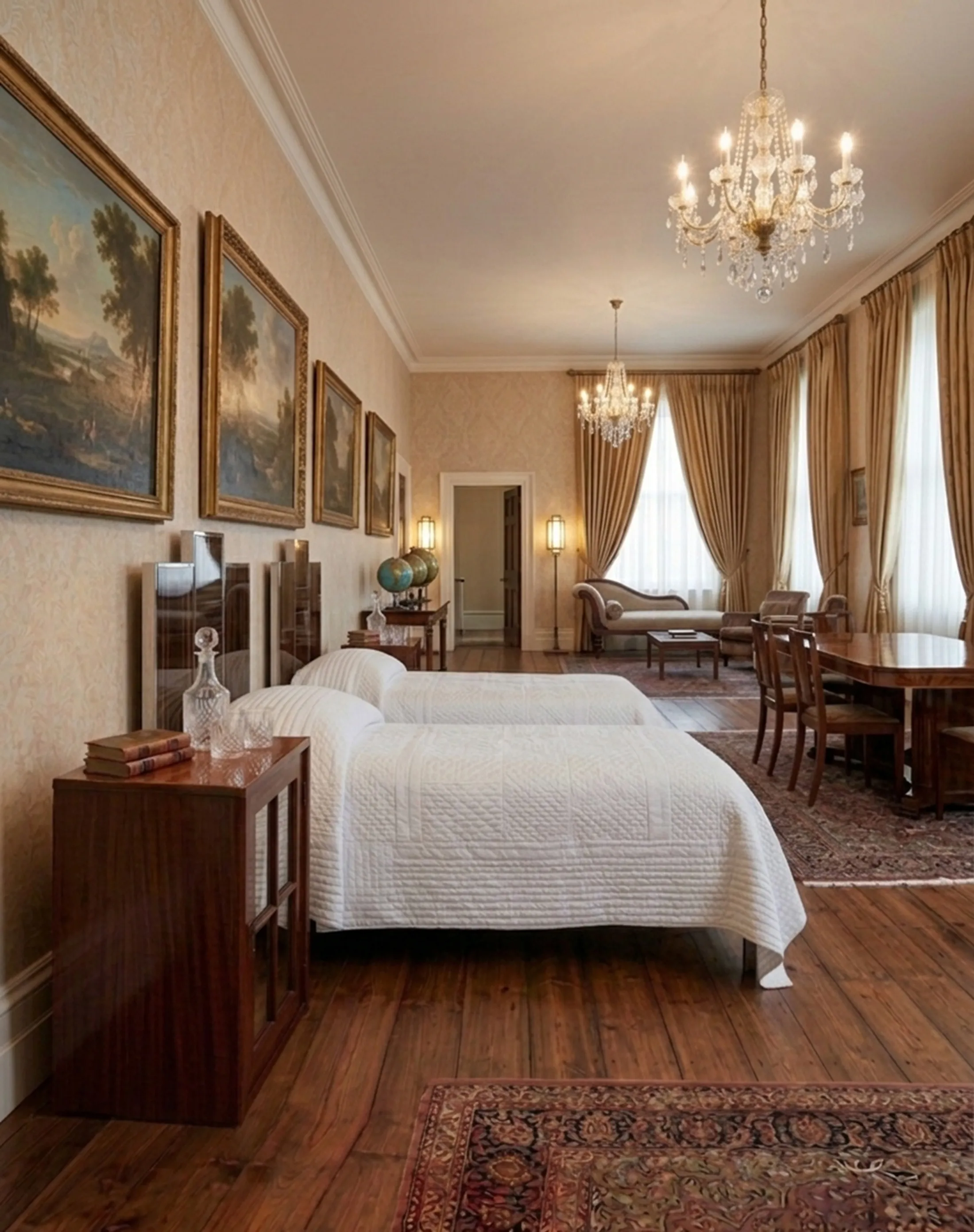 criados-mudos antigos com decoração clássica em um quarto elegante