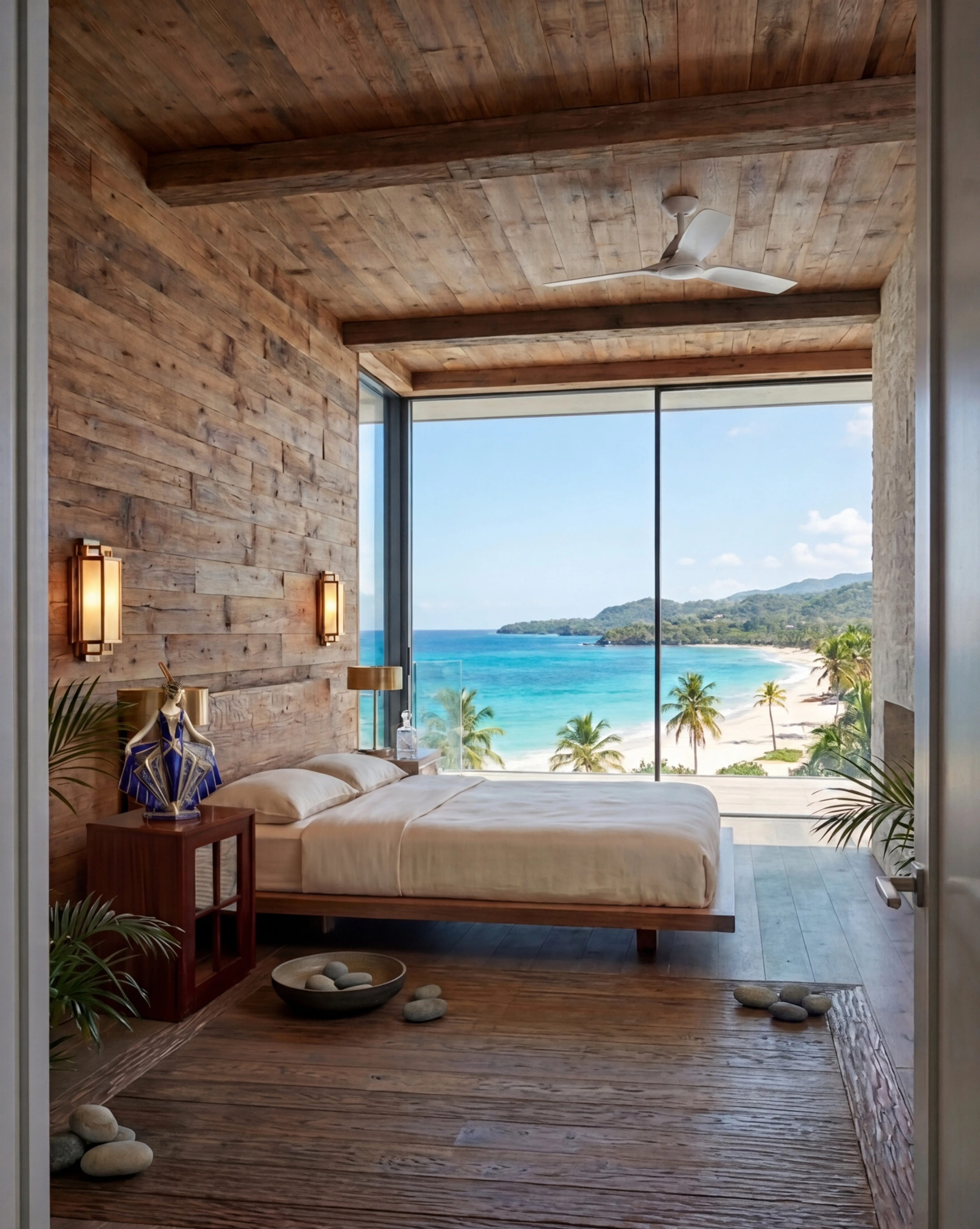 طاولات بجانب السرير القديمة بجوار السرير في بيئة مريحة