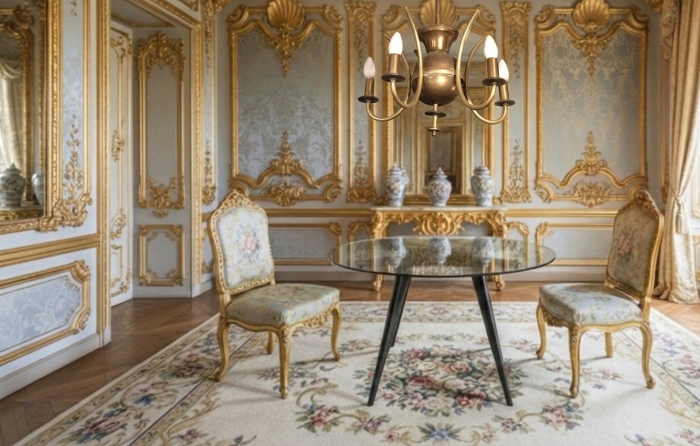 Lâmpada de teto antiga com design decorativo em sala elegante