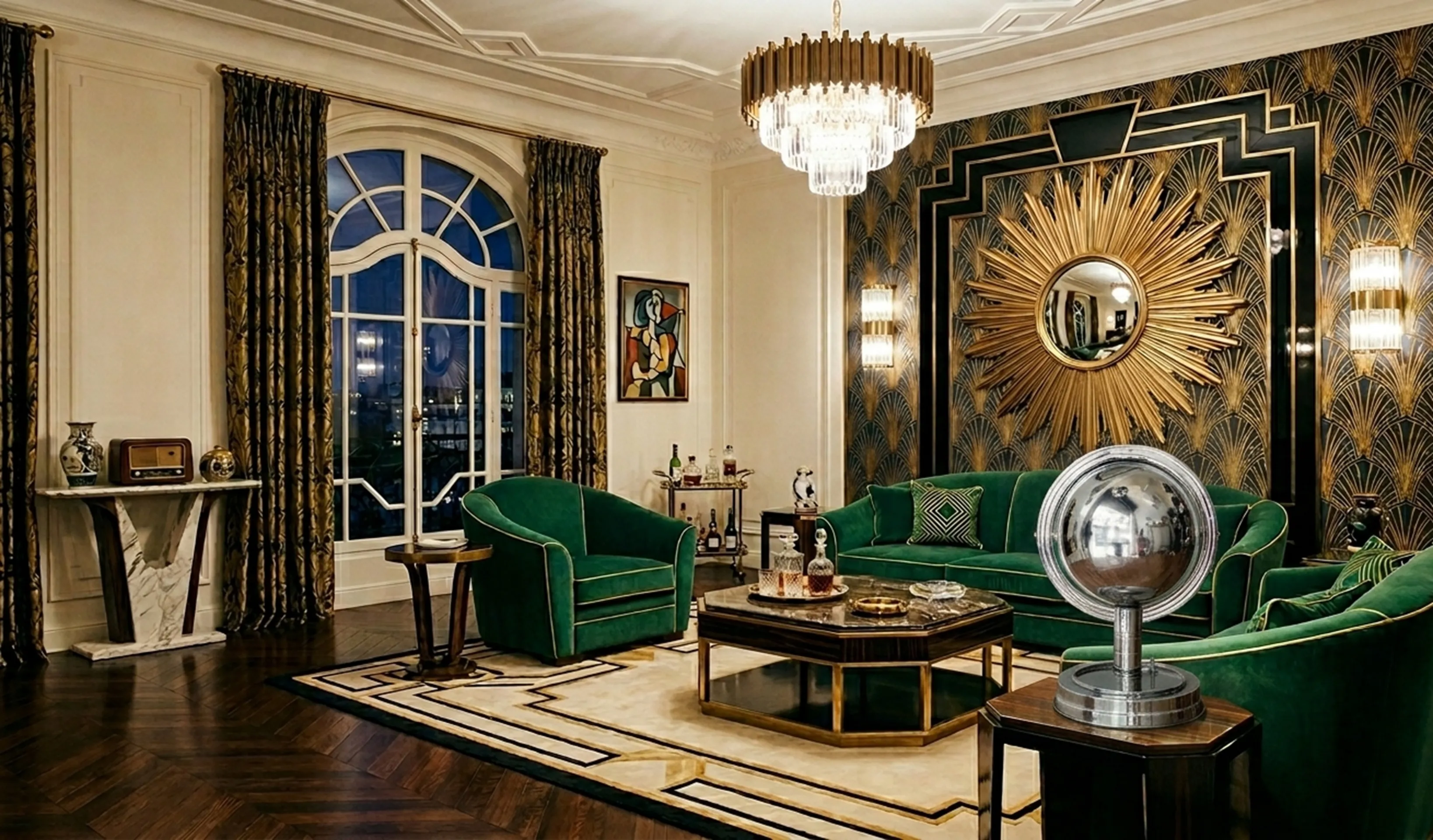 Elegant antique table lamp in a stylish setting.