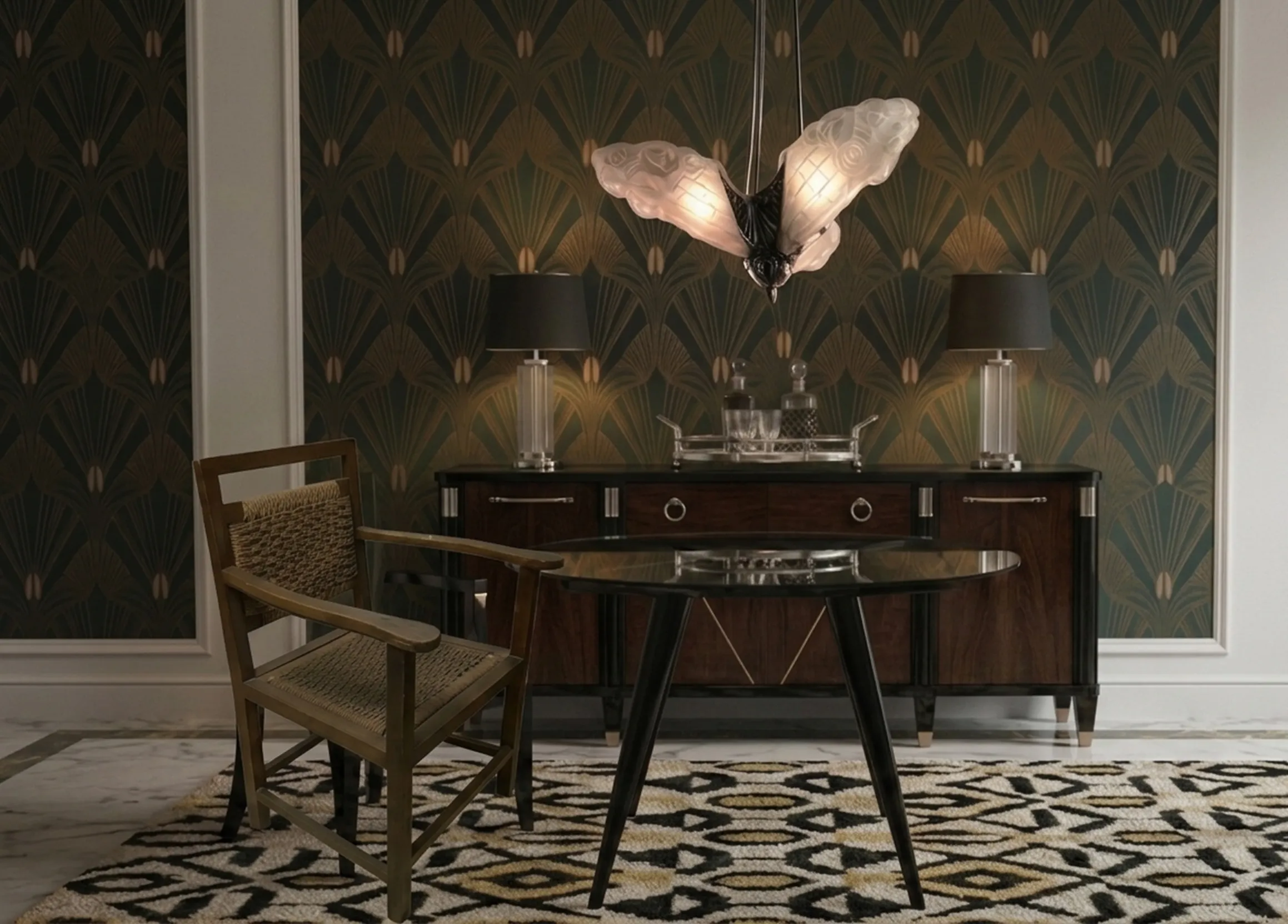 Antique armchair with elegant design and decorative details in a cozy environment.