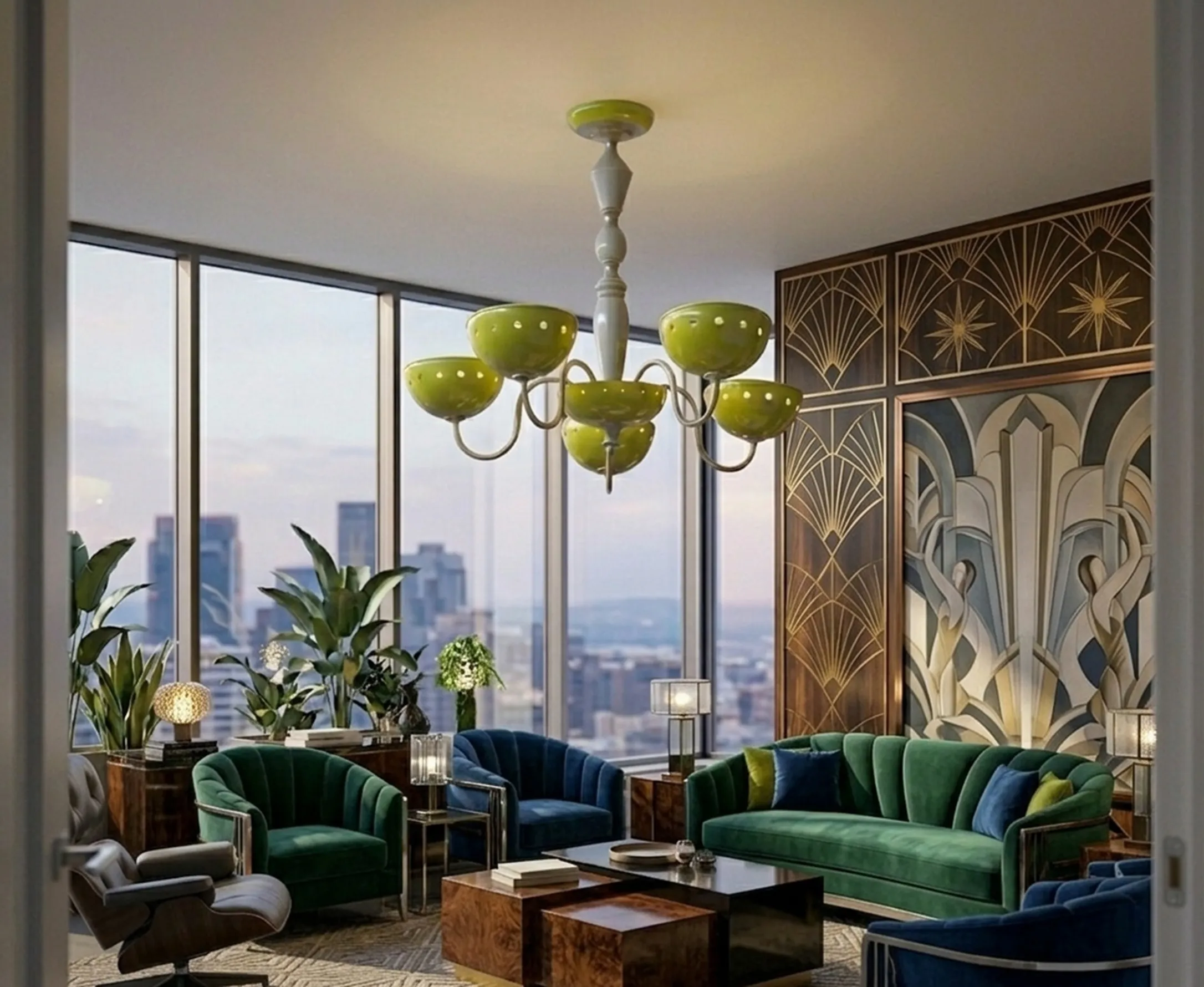 現代的な環境にあるアンティークのハンギングランプ