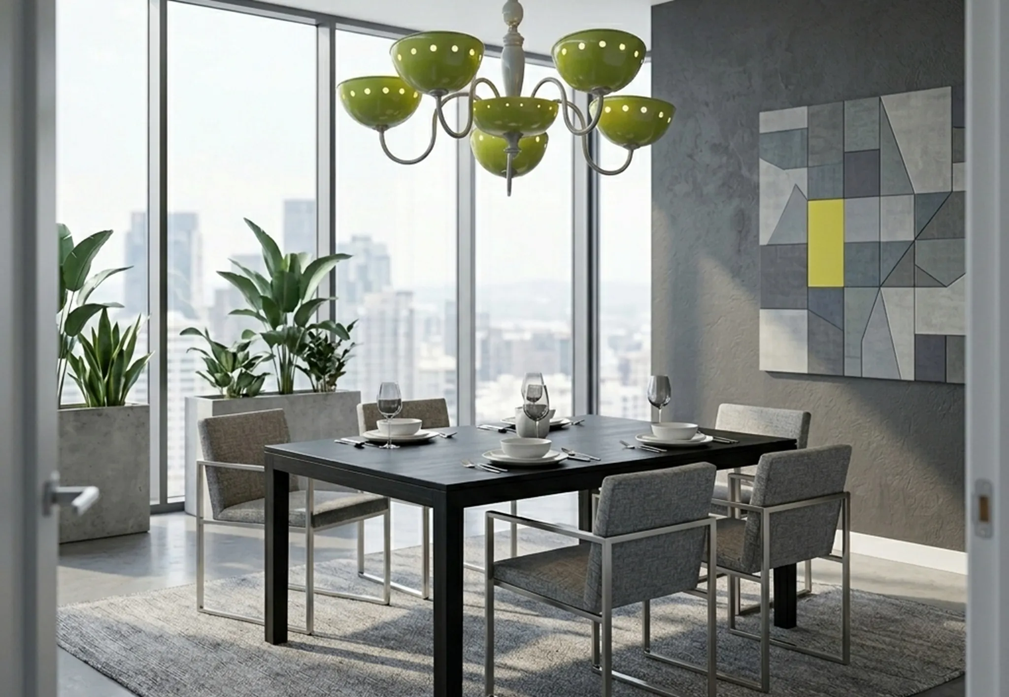 lampada a sospensione antica verde con luci decorative