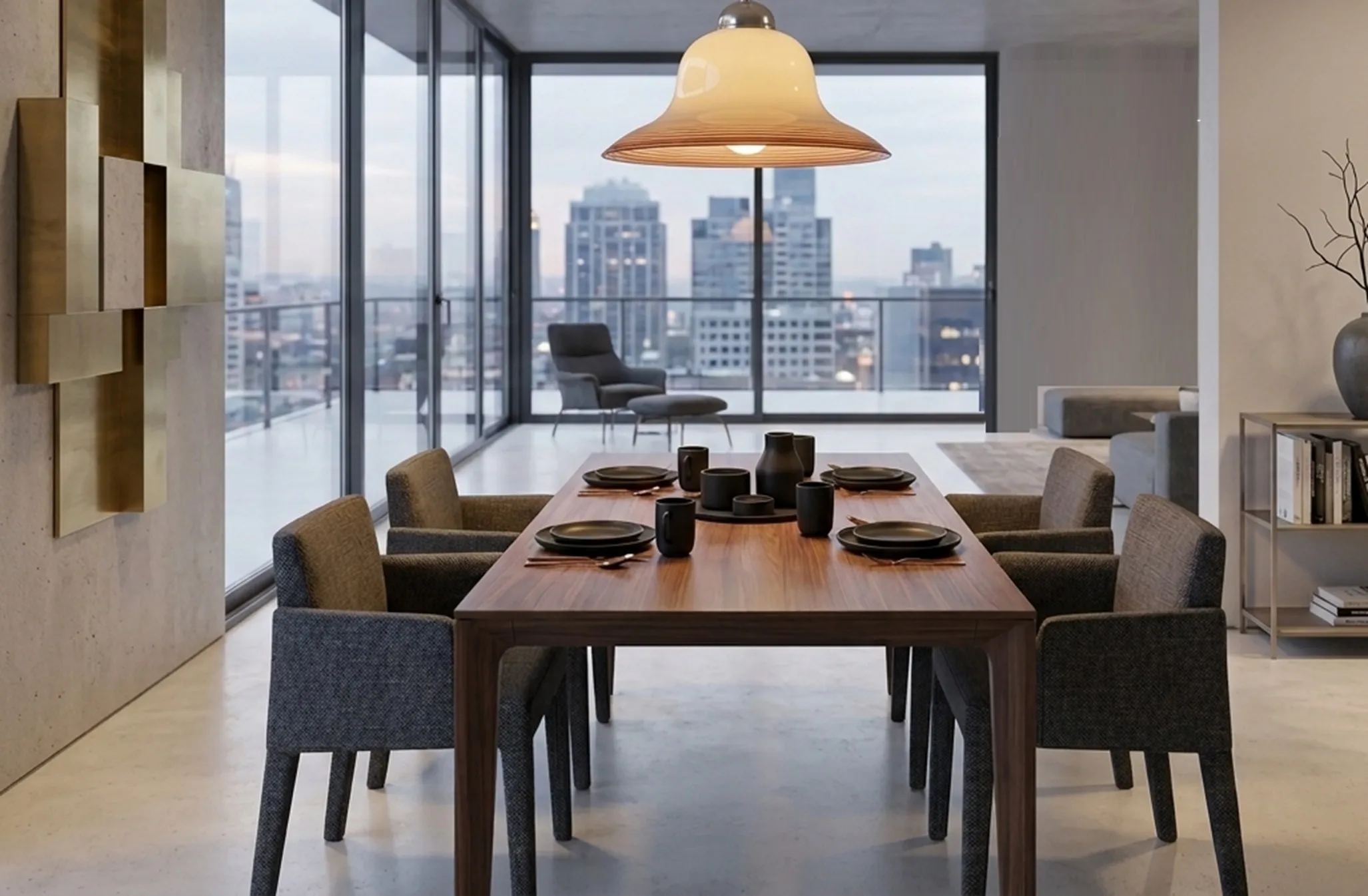 lampada de teto antiga em uma sala de jantar moderna