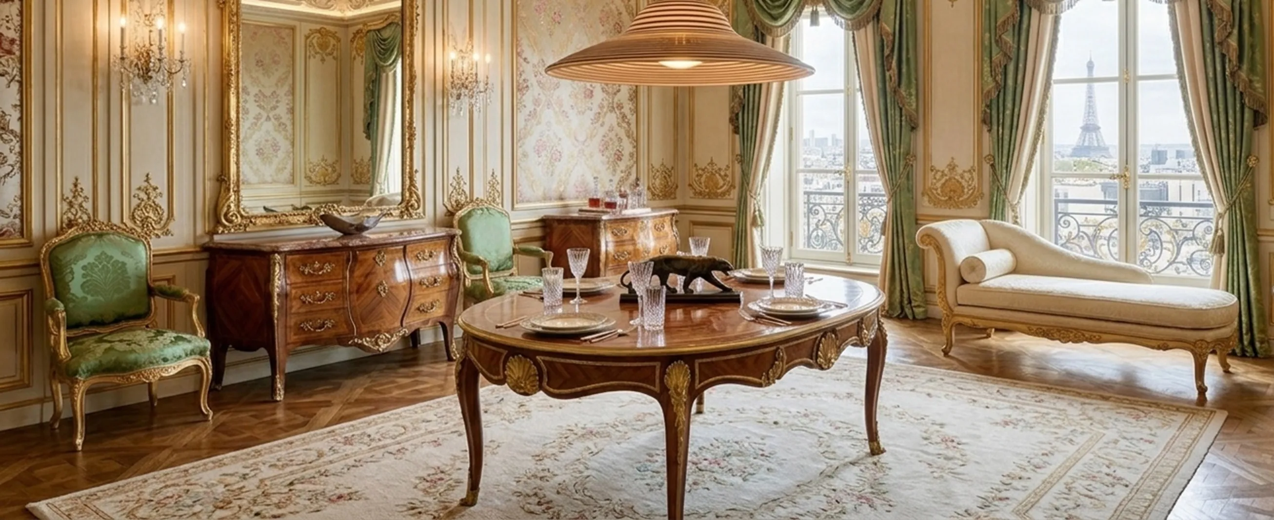 Lustre ancien au design élégant dans un salon classique