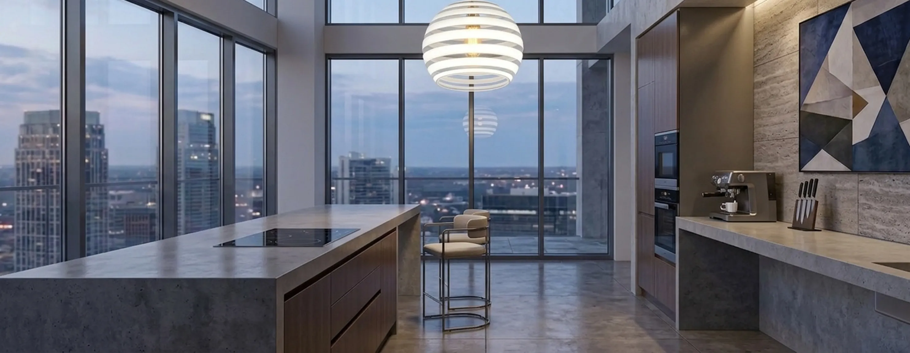 Lampada a sospensione antica di Paolo Venini, ambiente elegante moderno