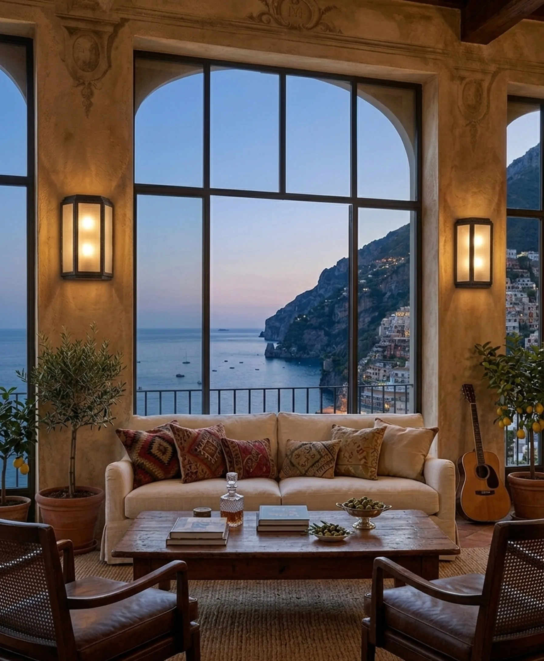 Elegante coppia di applique antiche che illuminano la stanza, creando un'atmosfera accogliente.