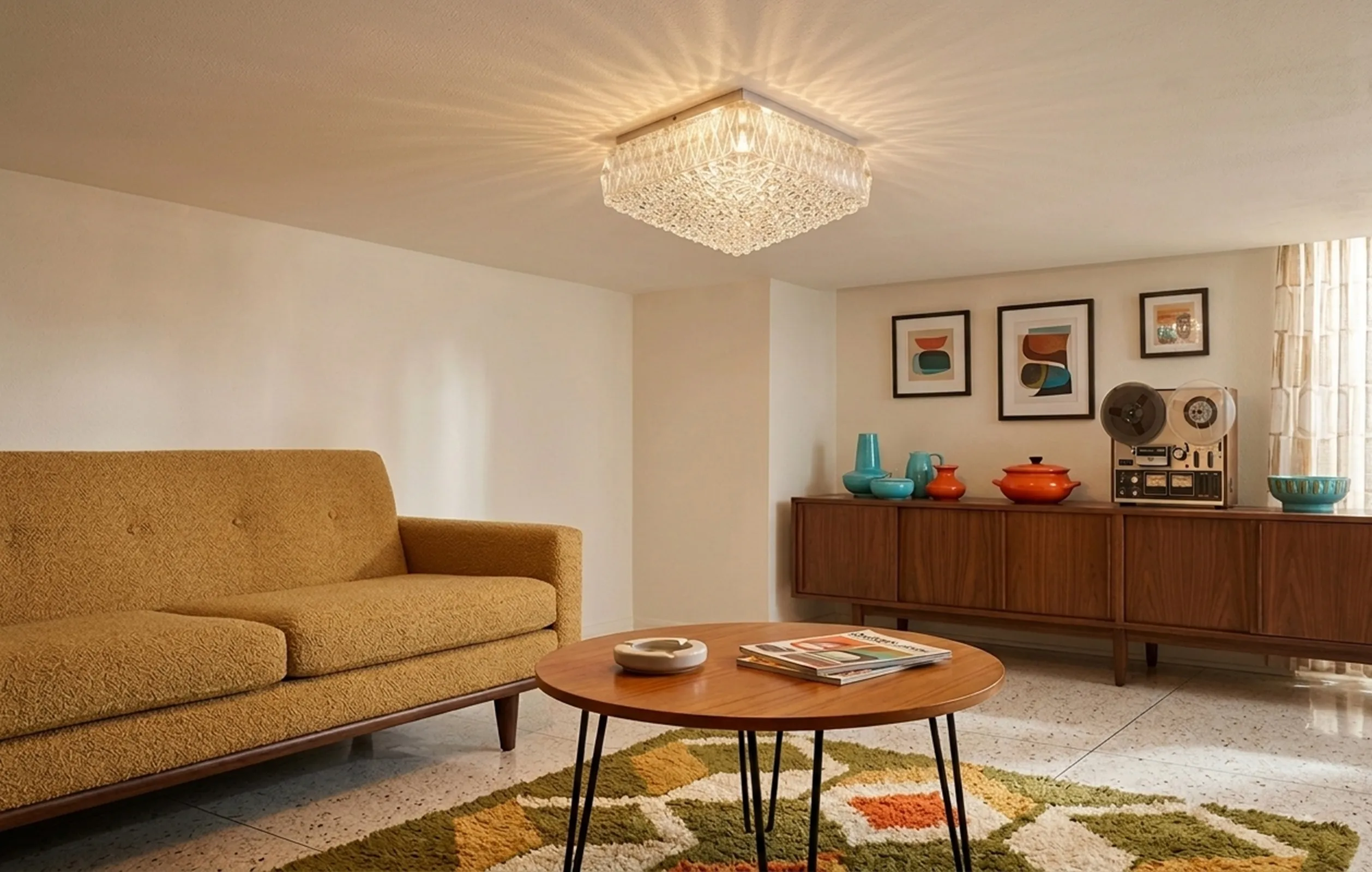 antique ceiling light shining with retro design