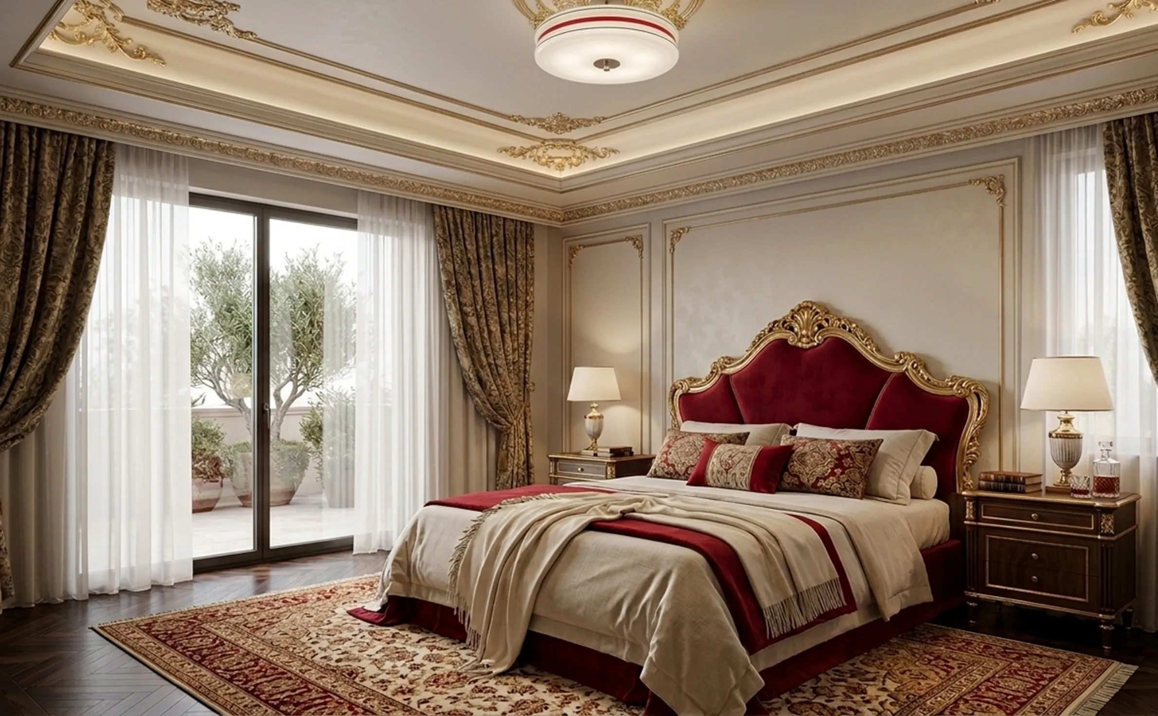 antique decorative ceiling light in elegantly styled room