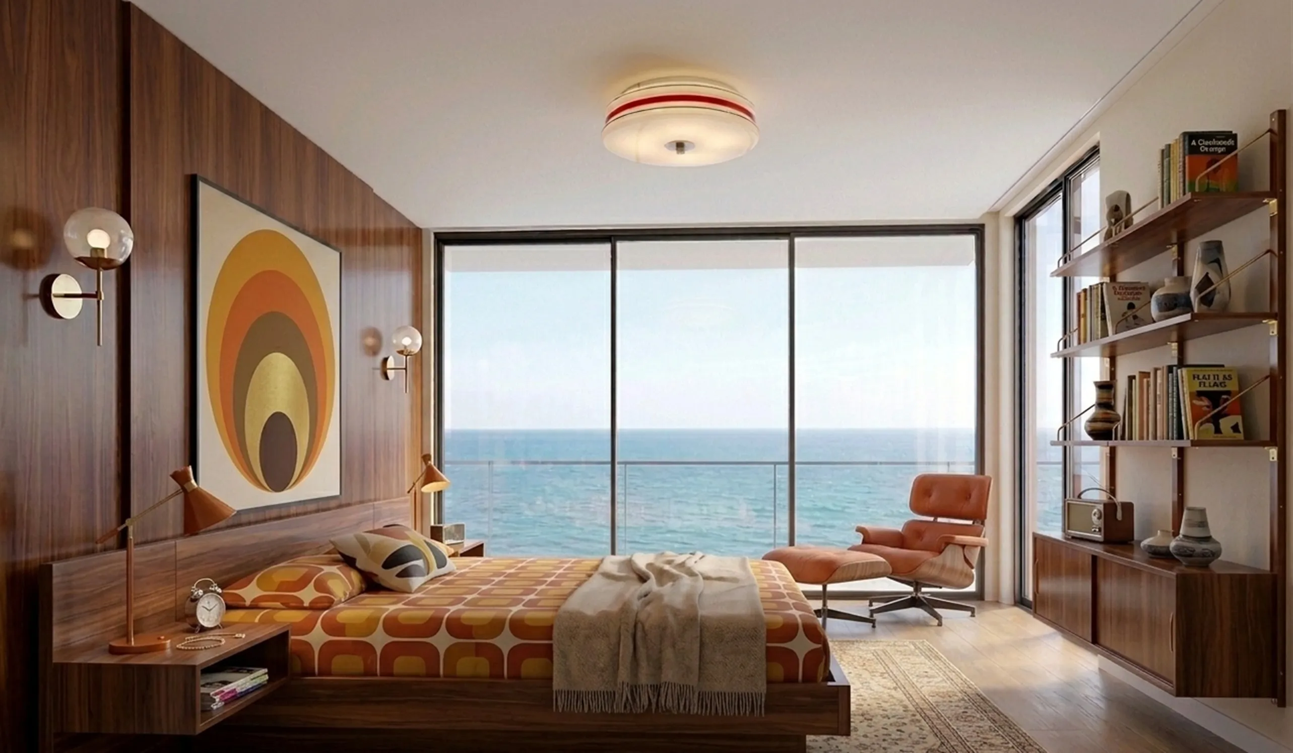 antique ceiling light in bright modern room