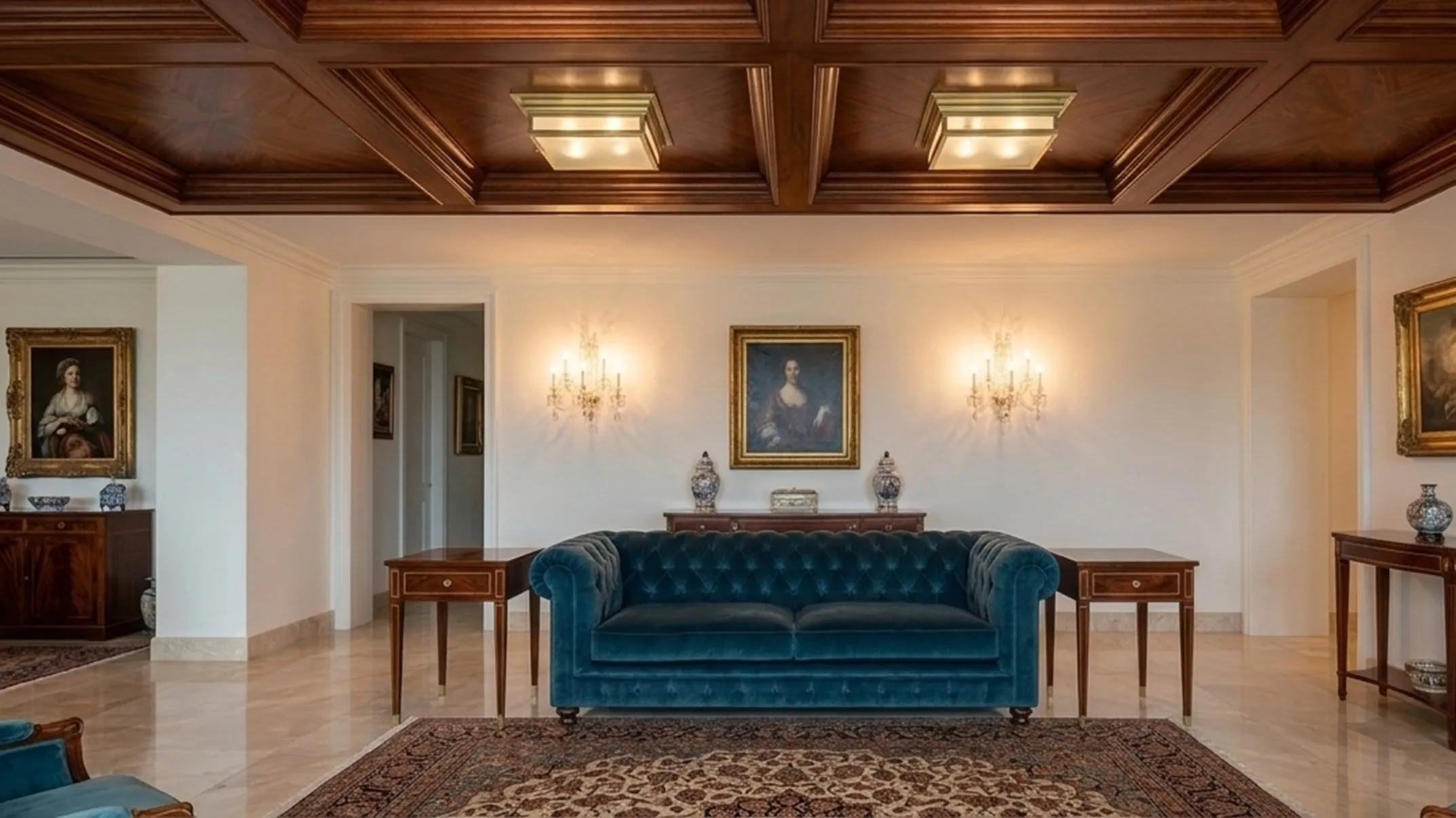 عتيقات، 2 مصابيح سقف في غرفة معيشة أنيقة