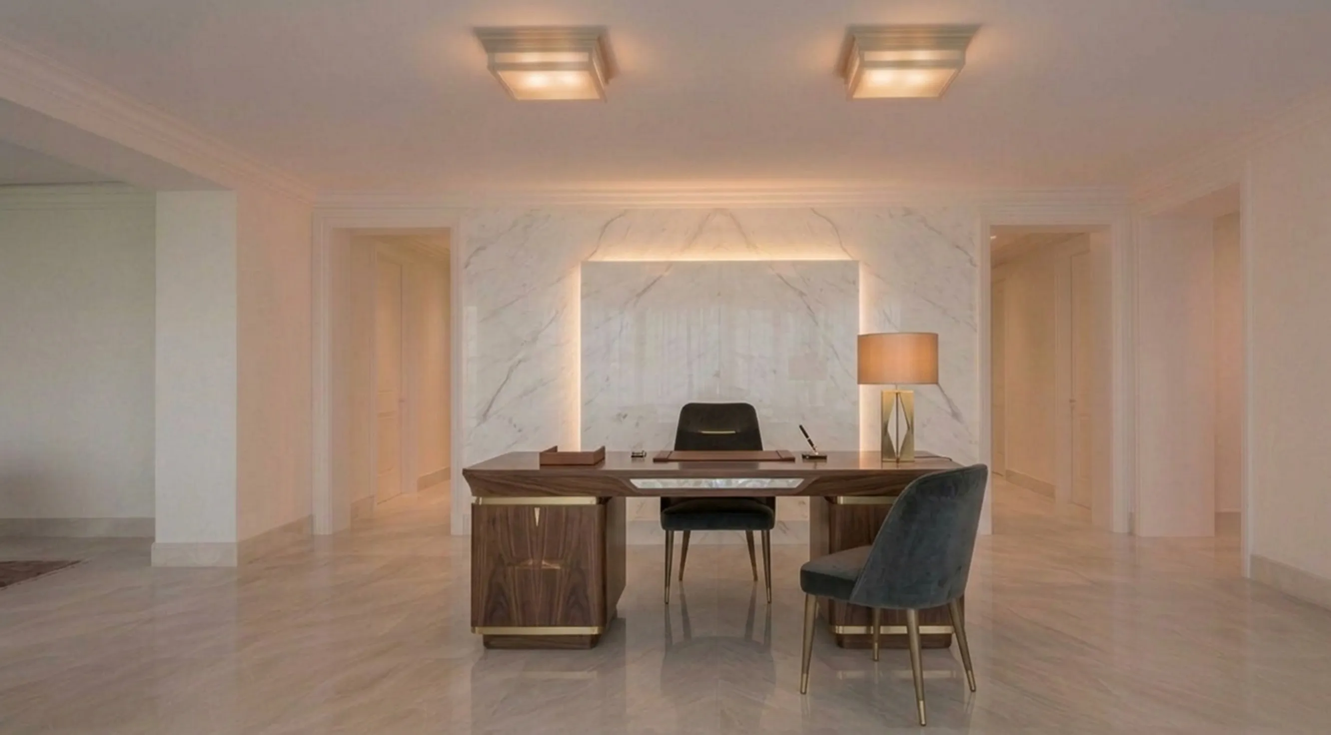 two vintage ceiling lights in a stylish environment