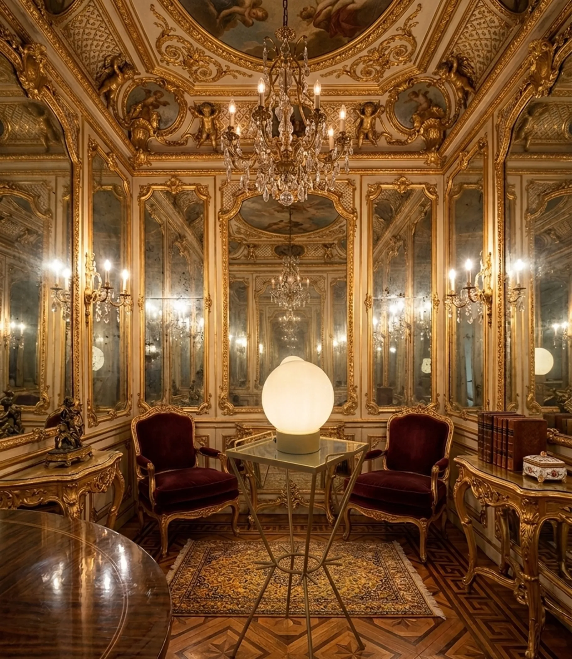 lampada da tavolo antica con luce soffusa in un ambiente elegante