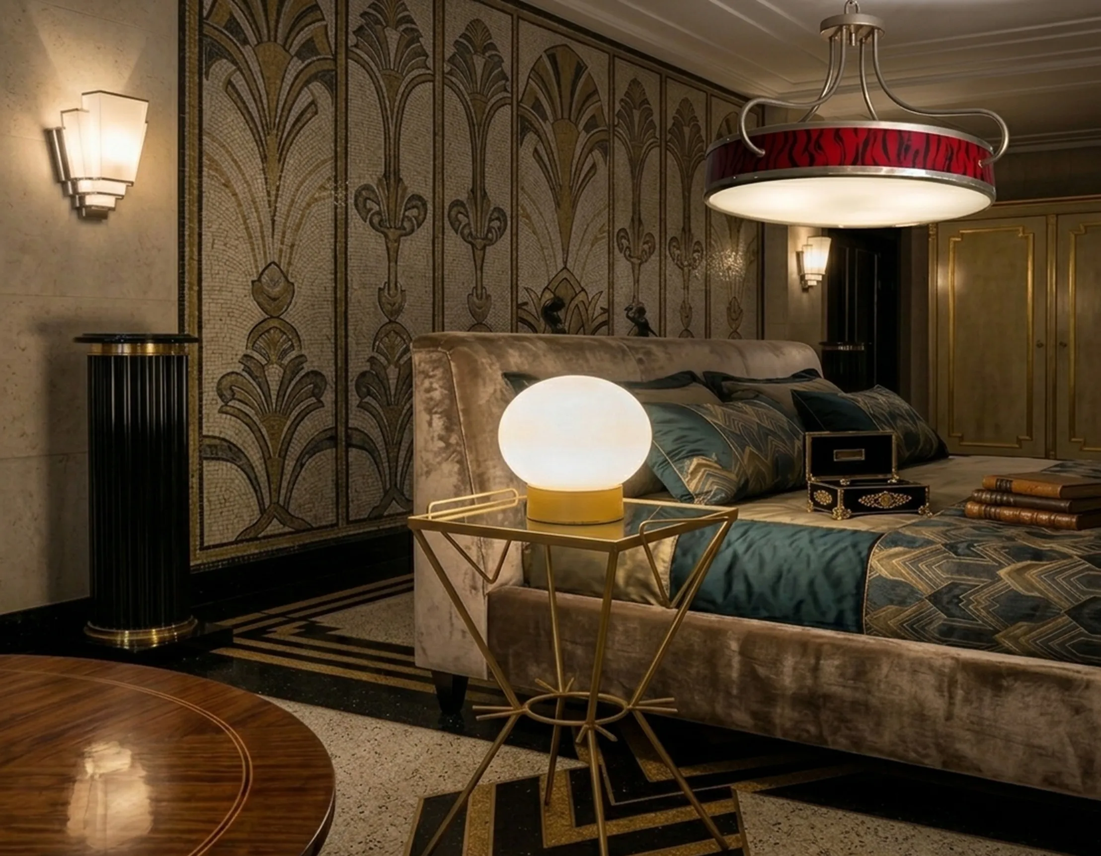 Duas lâmpadas de teto antigas com design elegante em um ambiente sofisticado.