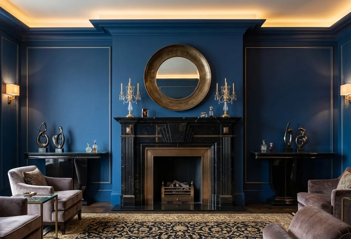 Two antique consoles with elegant decor in a living room