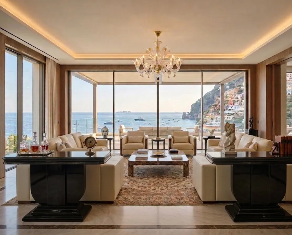 Dos consolas antiguas en un estilo elegante con vista al mar