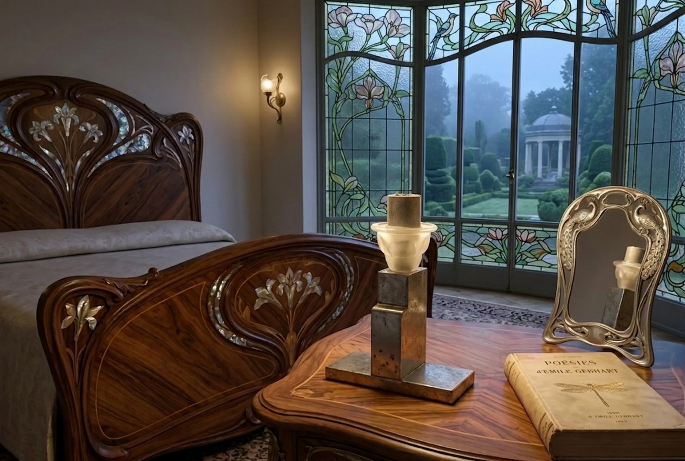 lampe de bureau ancienne avec détails décoratifs dans un cadre élégant