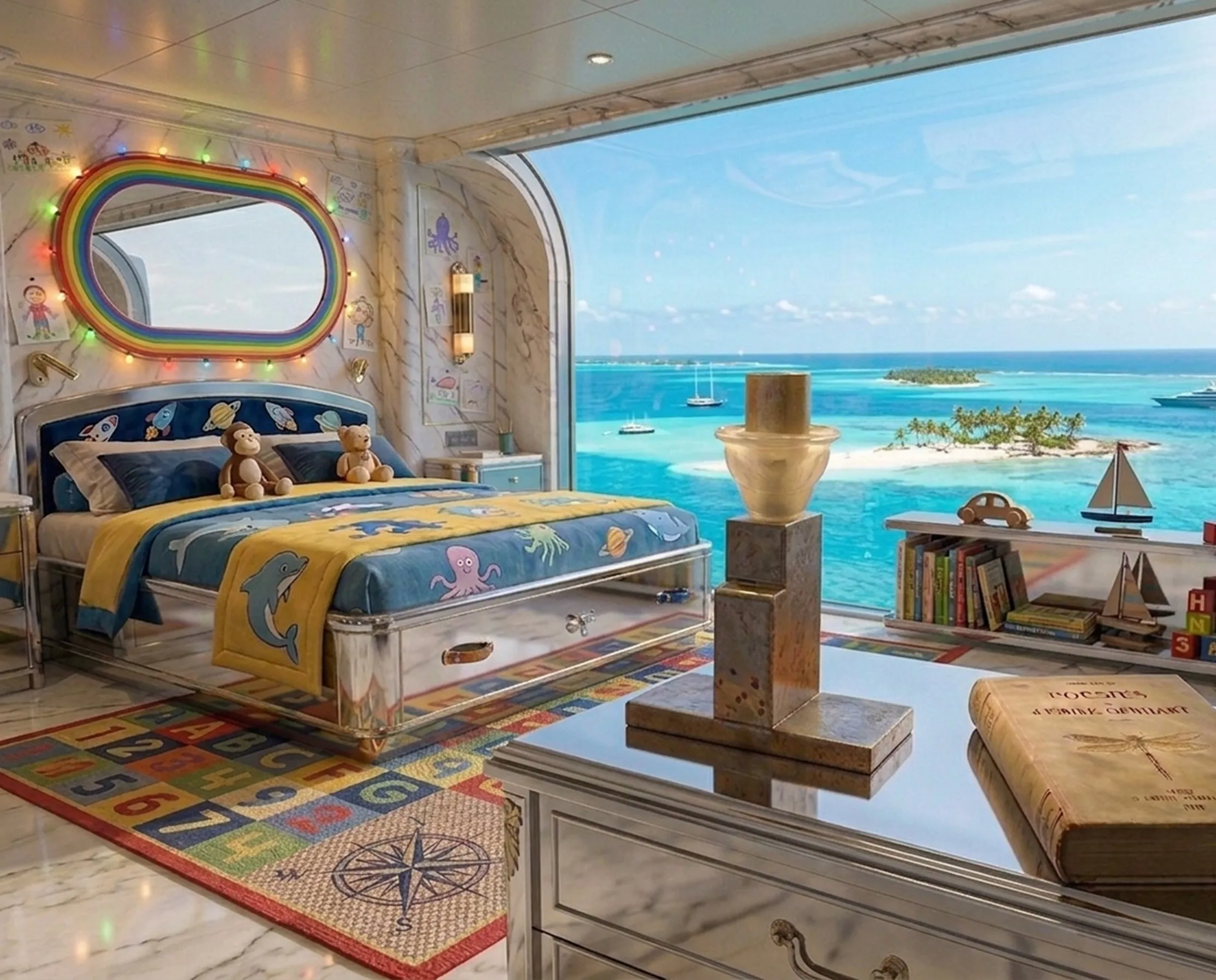 древняя настольная лампа в цветном, ярком окружении