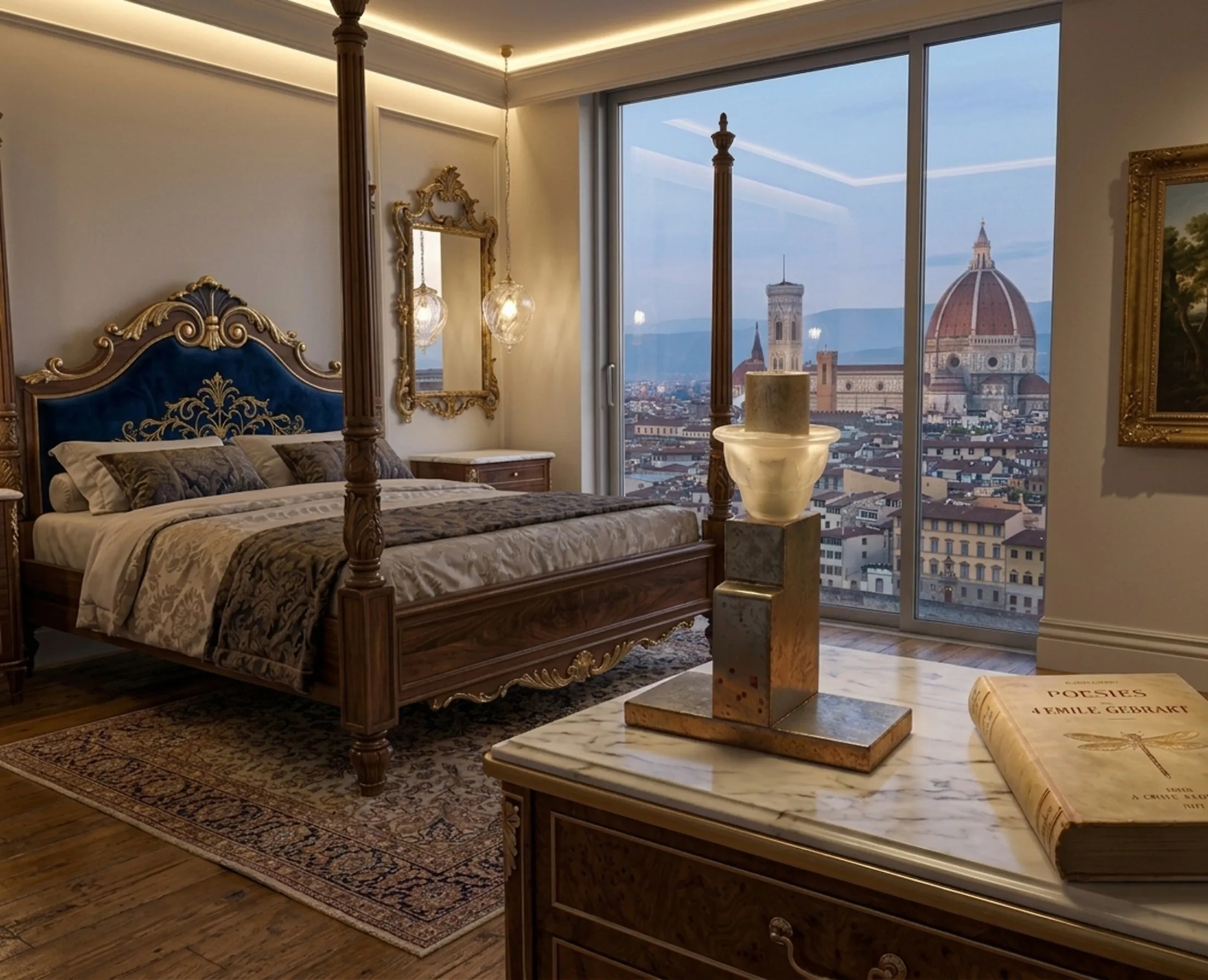 lampada da tavolo antica in una camera elegante