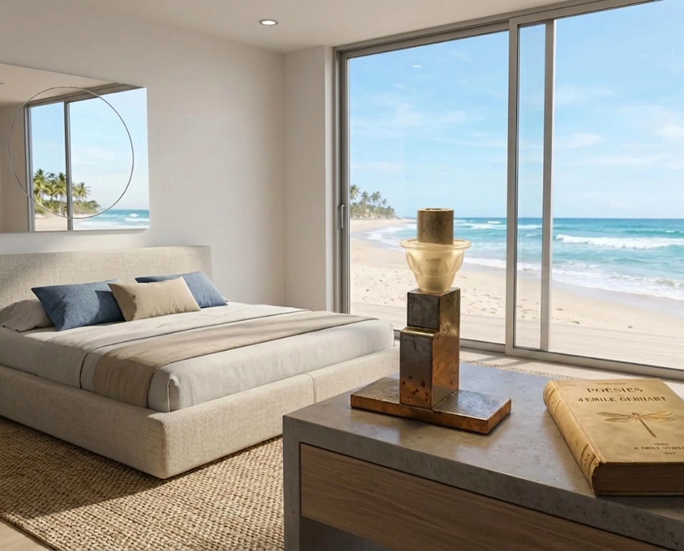 lampada da tavolo antica da restaurare in un ambiente moderno di spiaggia