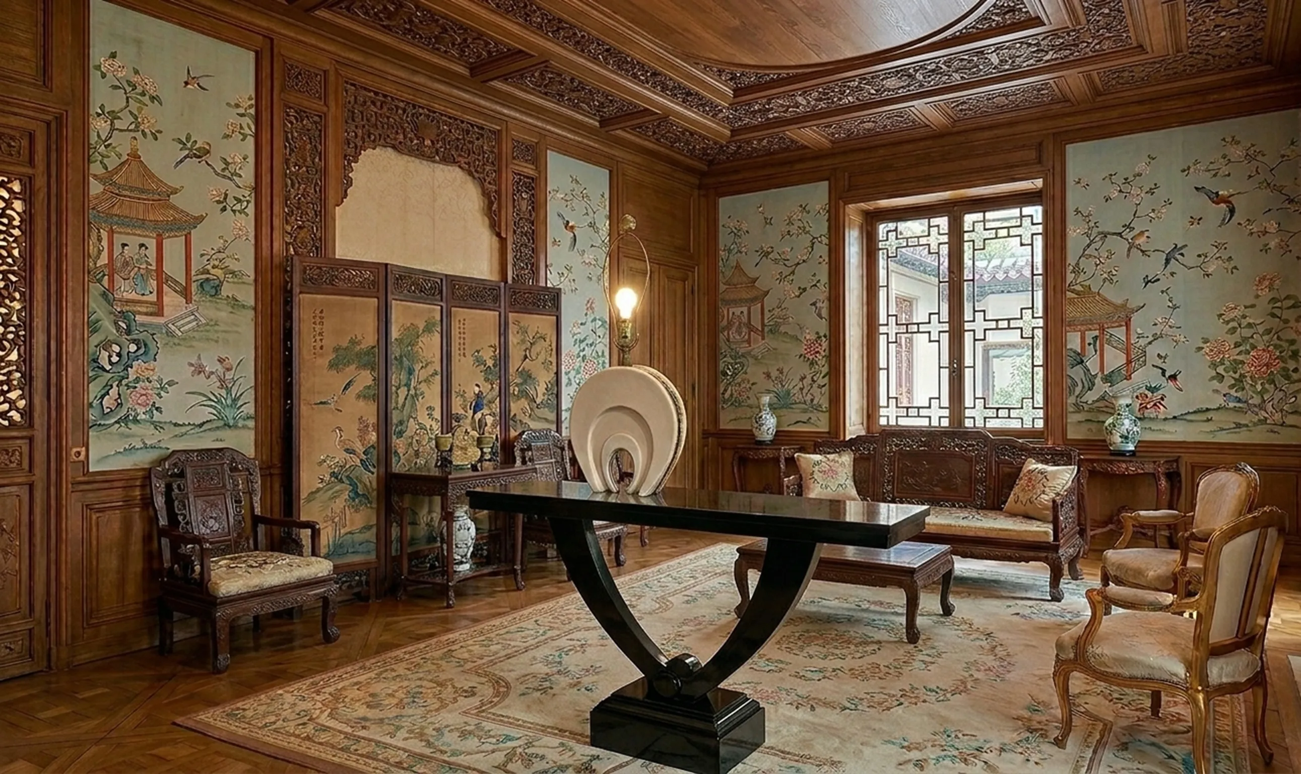 الغرفه مزينه وطاولتي وحده تحكم قديمة