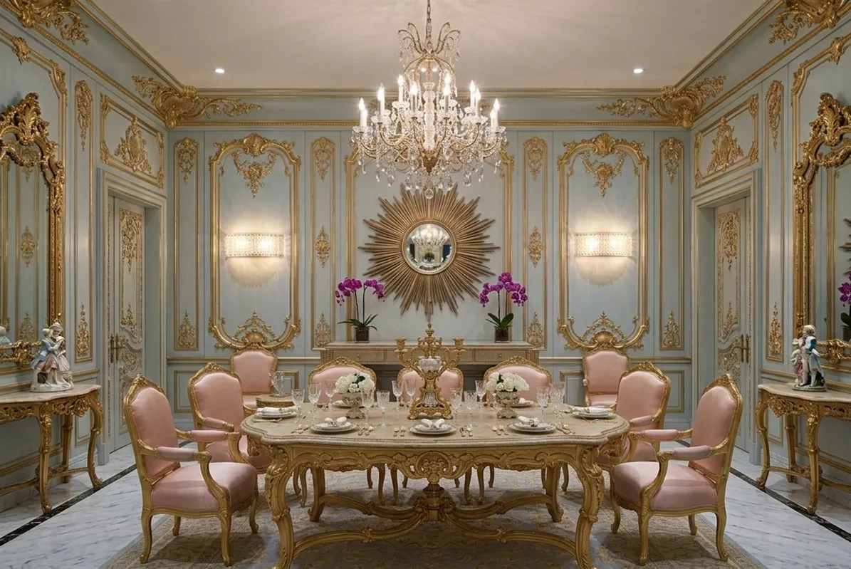 Quatre appliques murales anciennes dans un salon décoré élégamment