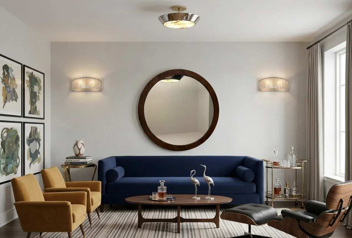 espejo antiguo decorativo en una sala moderna