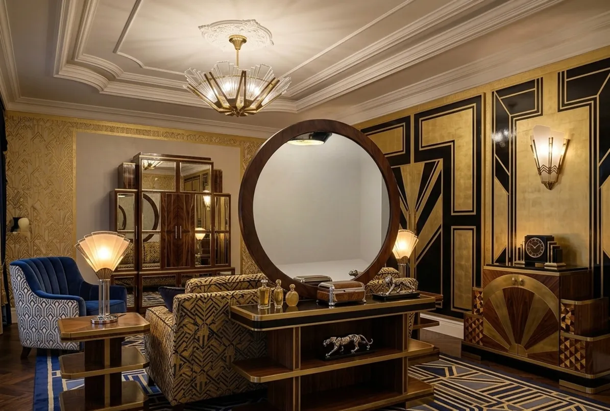 antikes art-deco-spiegel in einer stilvollen Umgebung