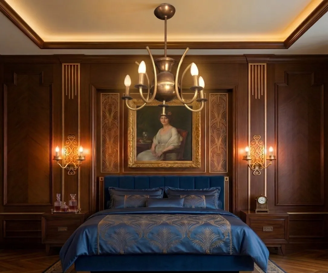 antiguo par de apliques con luz cálida en habitación elegante