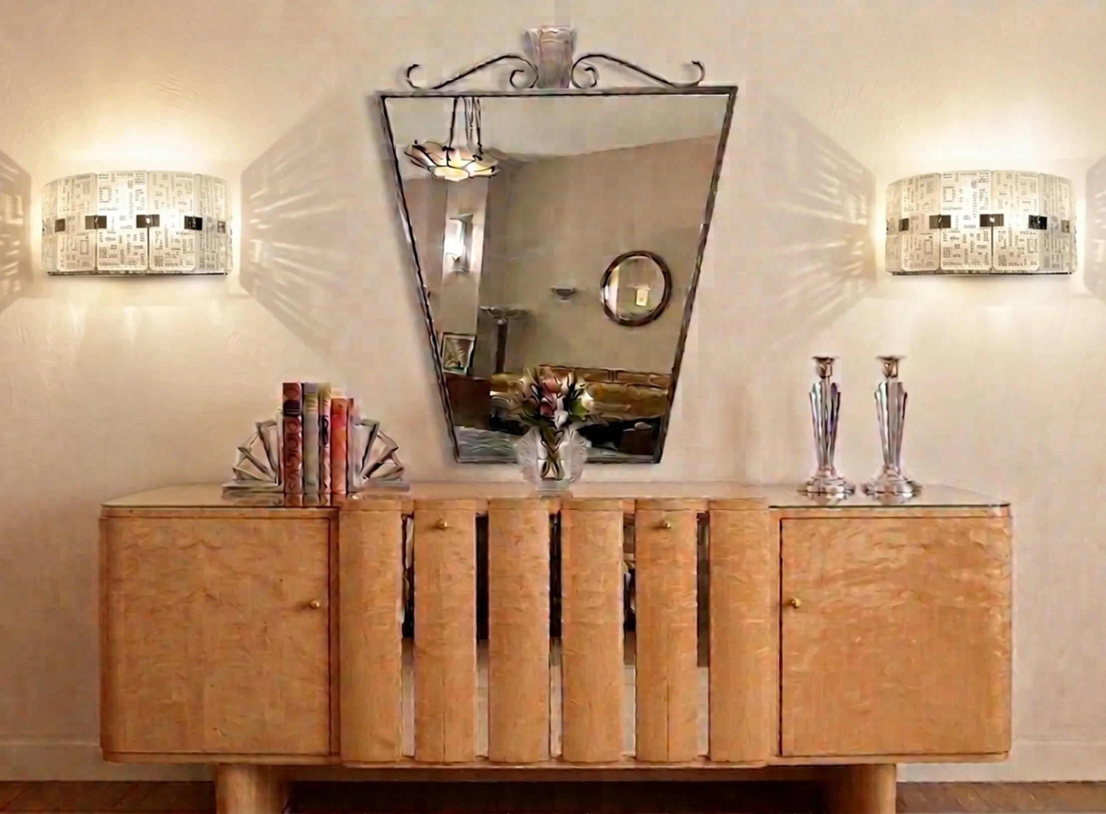 antikes dekoratives Paar Wandleuchter an der Wand, elegantes Design