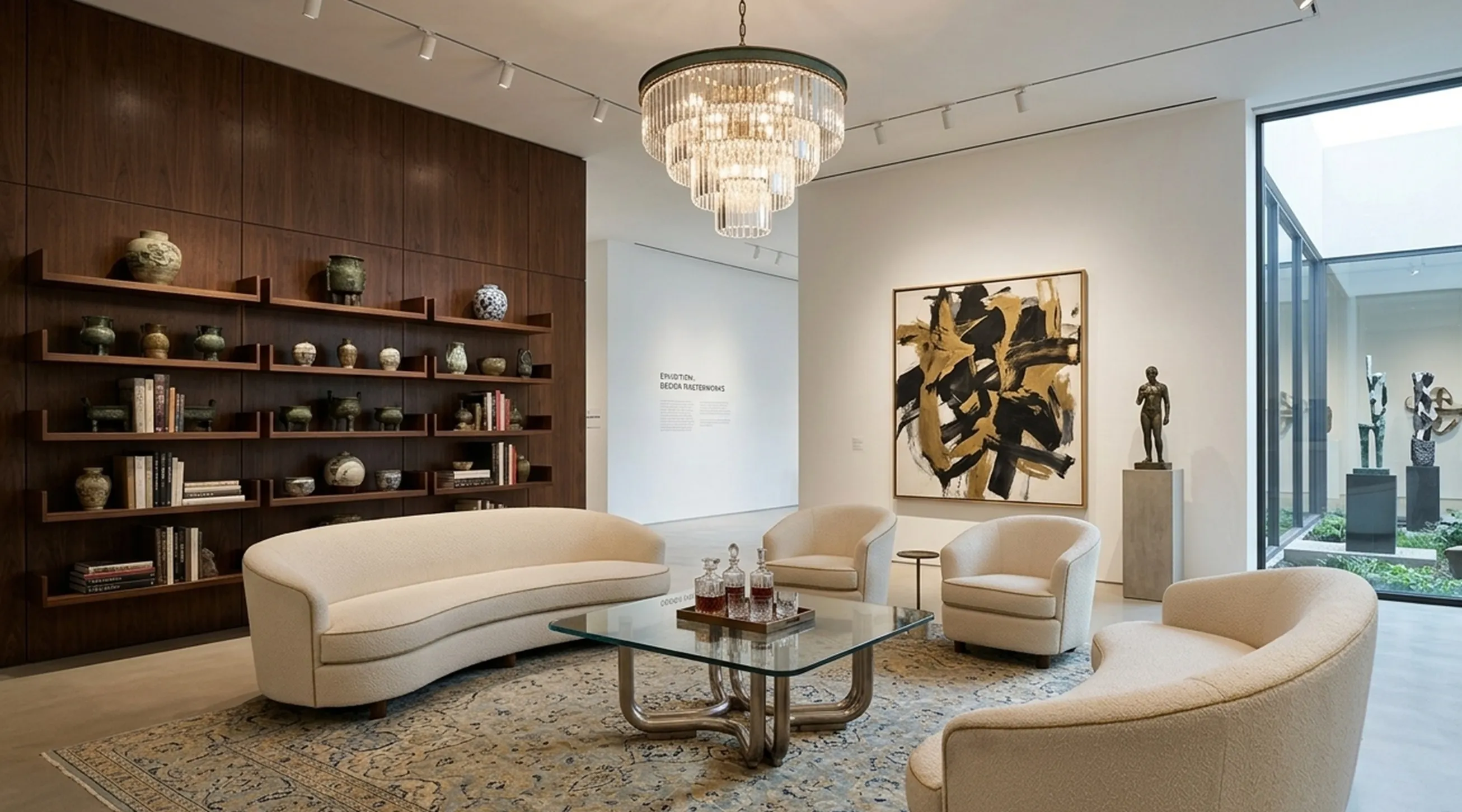 Mesa ratona antigua en una sala moderna con accesorios decorativos.