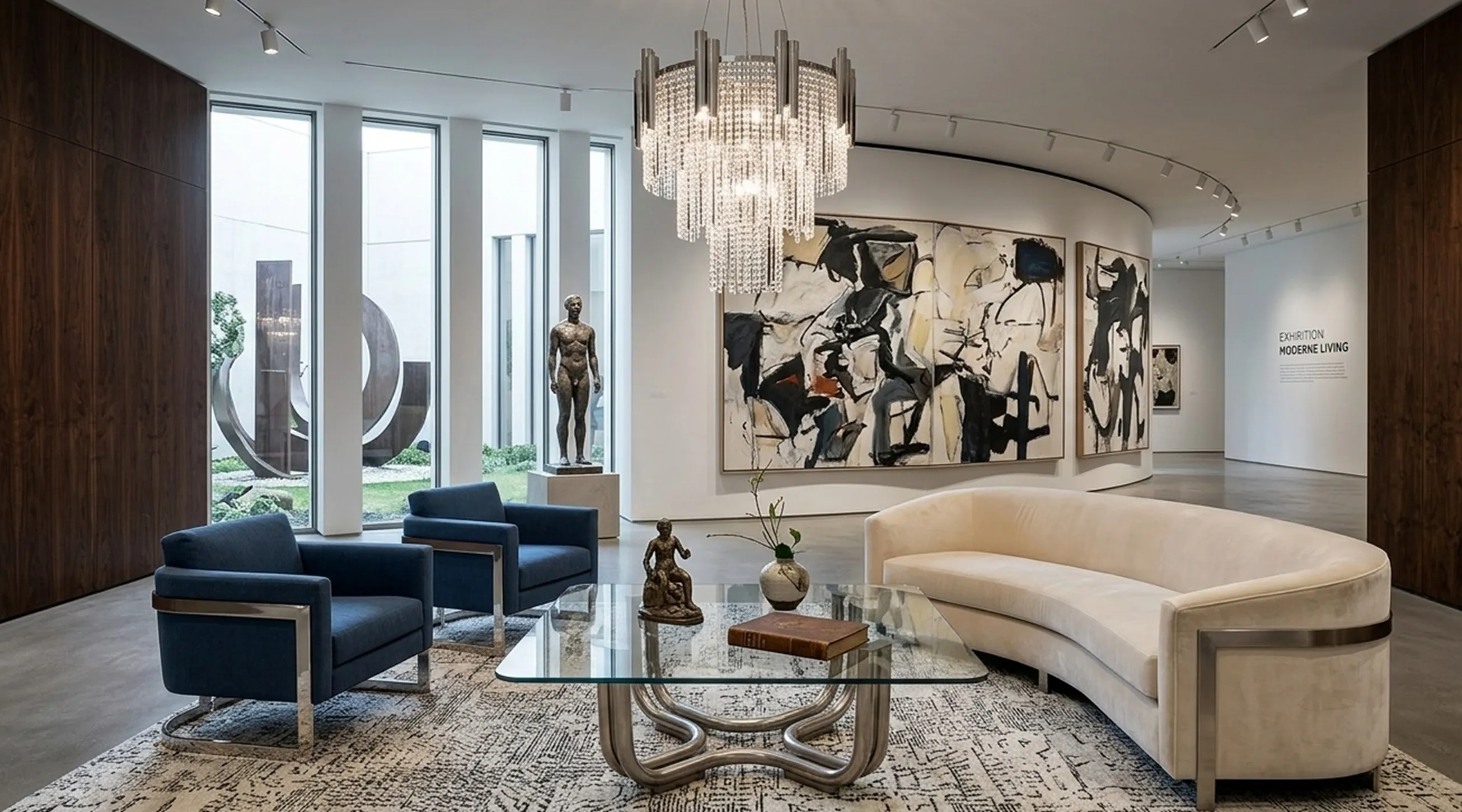 mesa ratona antigua en un ambiente moderno con arte