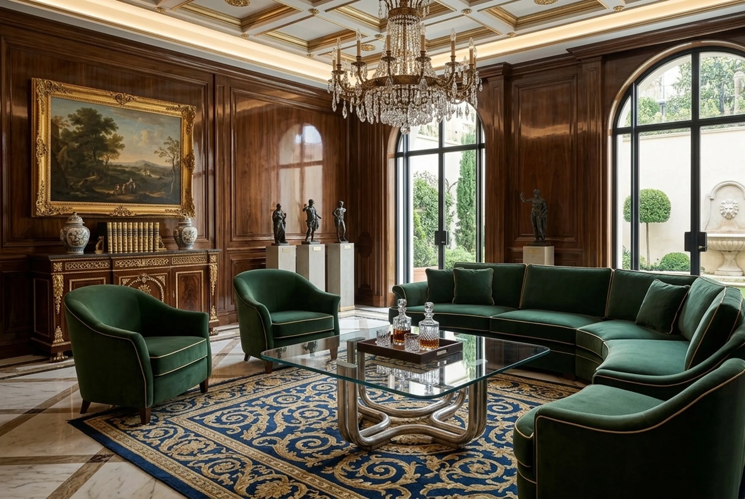 elegante tavolino da caffè antico in un soggiorno