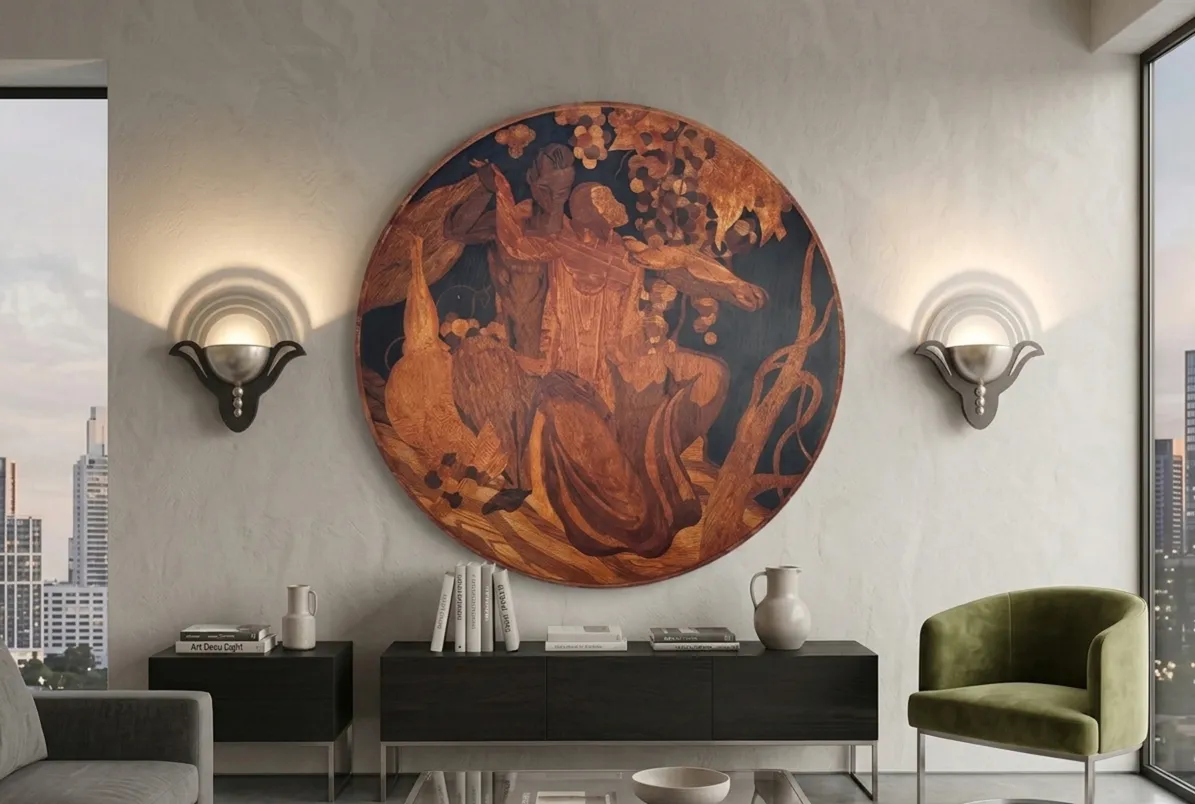 Antike Wandleuchter an der Wand mit ornamentalem Design, elegantes Ambiente.