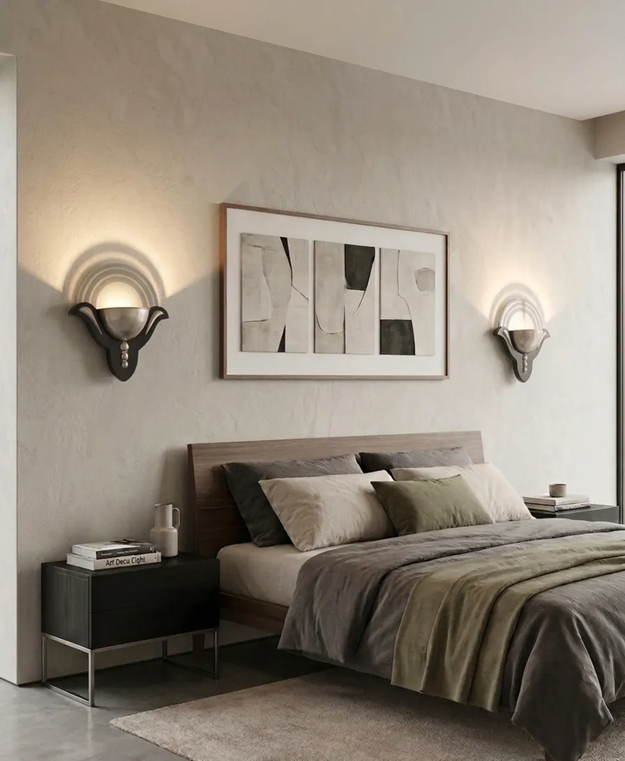antique pair of sconces in a warm and modern environment