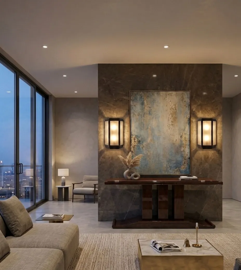 Consuela antigua con decoración, elegante ambiente contemporáneo