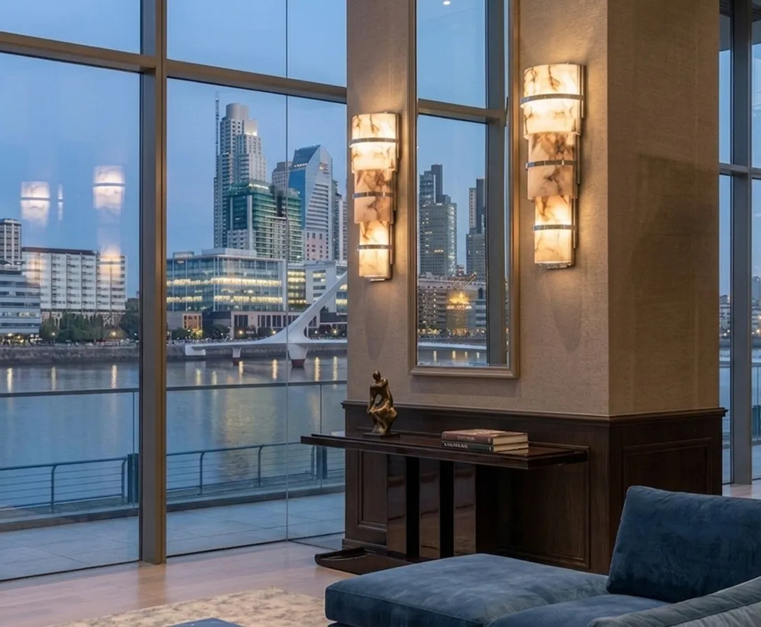 antique console with elegant decor and beautiful view