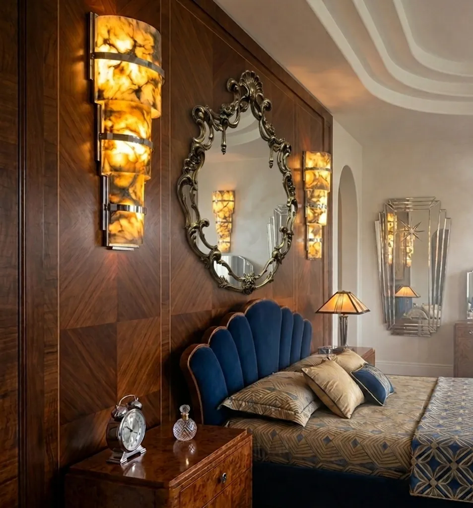 espelho decorativo antigo em um quarto elegante