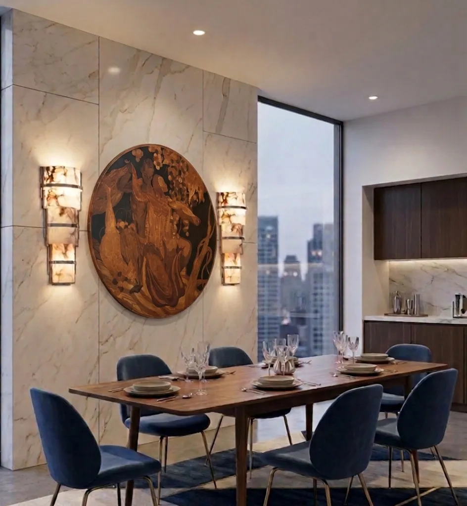 墙上有古代的装饰镶嵌艺术的房间