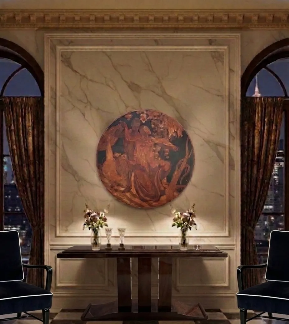 antiguidade marchetaria com detalhes ornamentais em um ambiente elegante