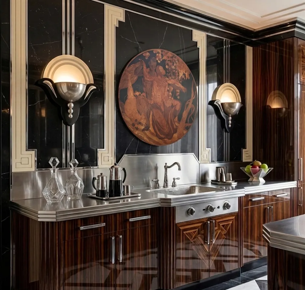 intarsio decorativo in una cucina antica con dettagli eleganti