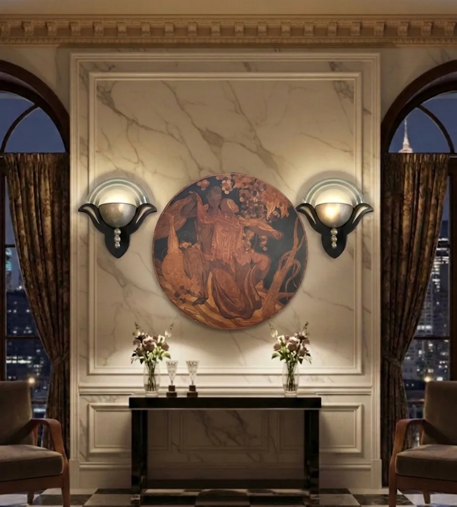 detalles de antigua marquetería en una habitación elegante