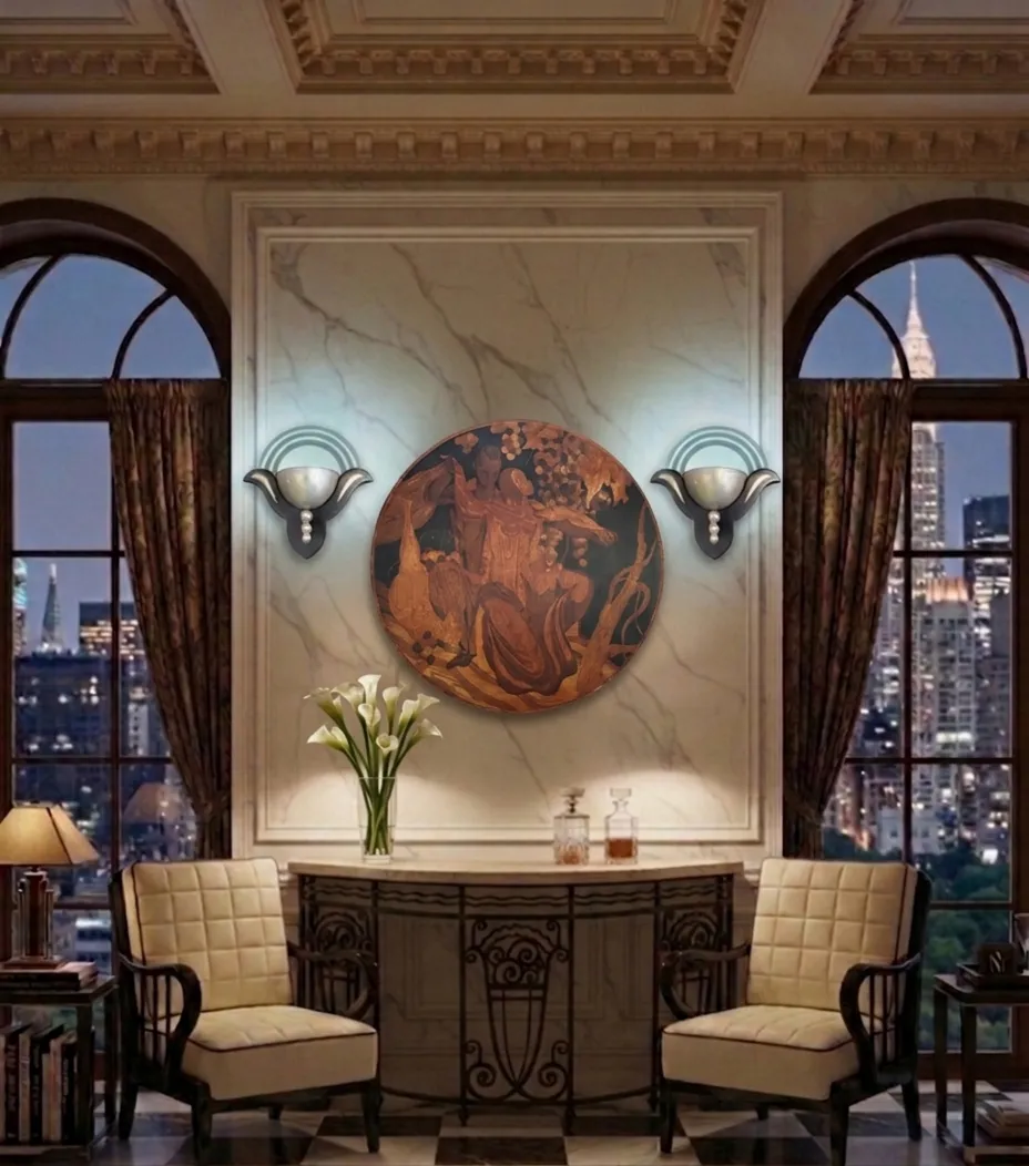 pezzo antico di intarsio con design decorativo