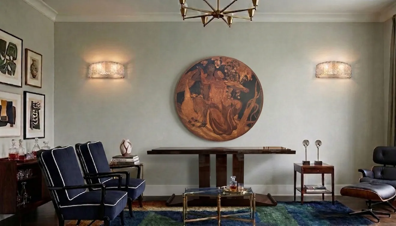 two antique armchairs in a modern decorated room