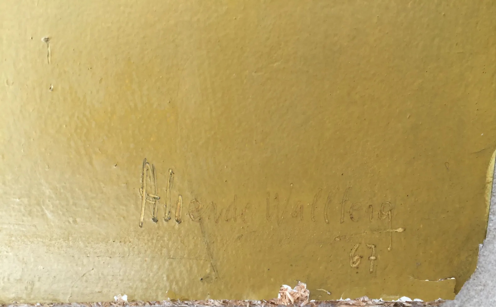 Pintura antigua de Ahende Wallferg con detalles visibles.