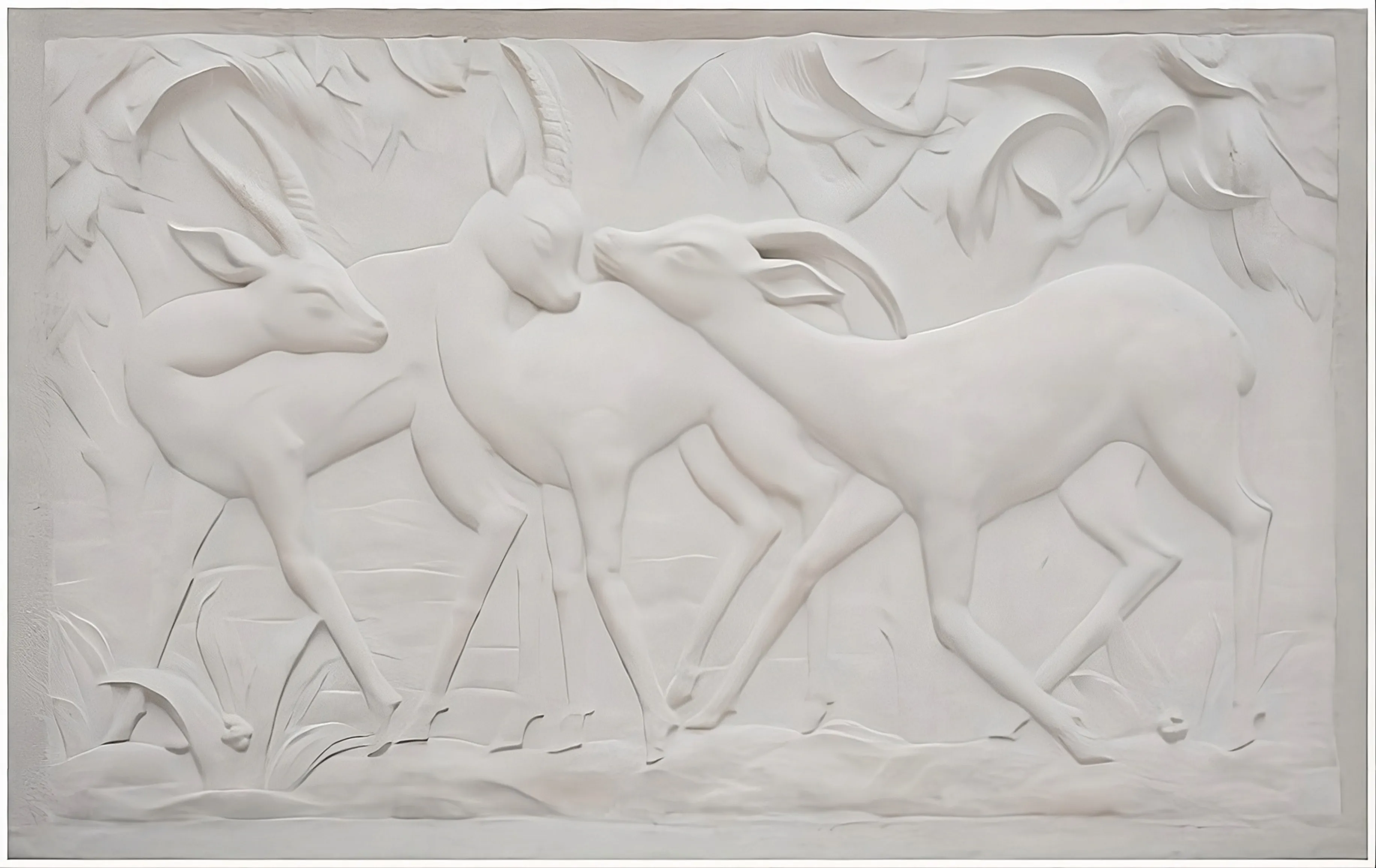 Antique wall plate featuring relief bison, detailed and artistic